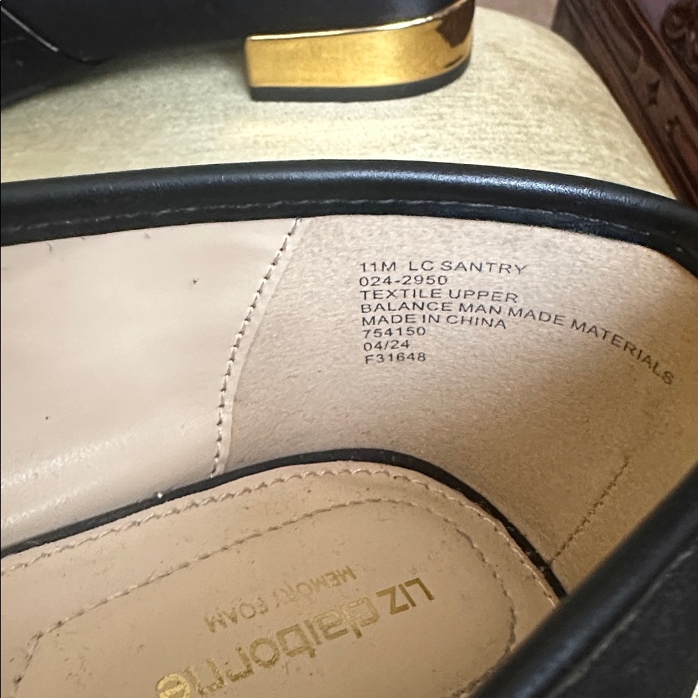 Liz Claiborne Santry Black Satin Pointed Toe Mary Jane Flat Shoes Size 11 - Picture 14 of 16